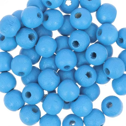 Perles rondes en bois 6 mm Turquoise x25