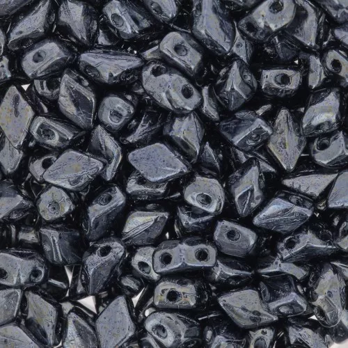 Perles en verre Mini Gemduo 2 trous 6x4 mm - Jet Hematite x5g