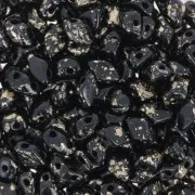 Perles en verre Mini Gemduo 2 trous 6x4 mm - Jet Gold Splash x5g