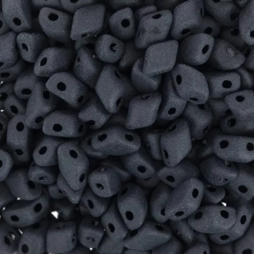 Perles en verre Mini Gemduo 2 trous 6x4 mm - Jet Mat x5g