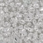 Perles en verre Mini Gemduo 2 trous 6x4 mm - Silver Plated x5g