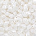 Perles en verre Mini Gemduo 2 trous 6x4 mm - Opaque White Luster x5g
