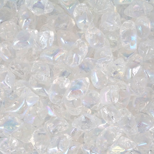 Perles en verre Mini Gemduo 2 trous 6x4 mm - Crystal AB x5g