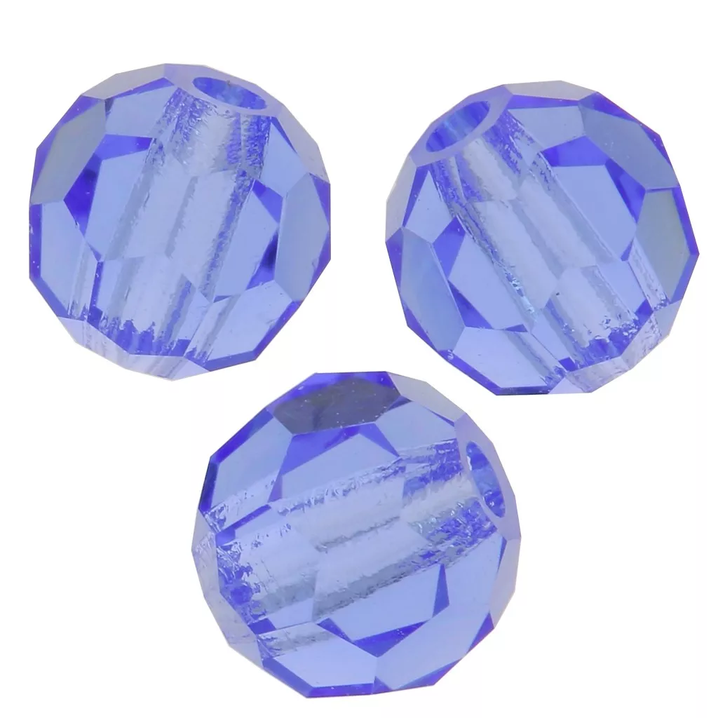 Lot De 99 Perles Rondes à Facettes Preciosa 4mm - Cristal Couleur Sapphire AB