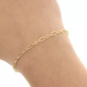 Chaîne maille fantaisie alternée (1x3) 3.4 mm Plaqué Or 3 microns x50 cm