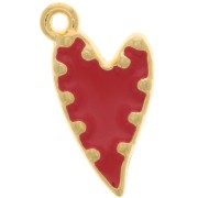 Pendentif coeur irrégulier résine époxy 22x13 mm - Doré à l'or fin - Rouge x1|raw }}