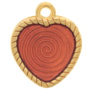 Pendentif coeur strié avec résine époxy 16x14 mm - Doré à l'or fin - Cuivré x1