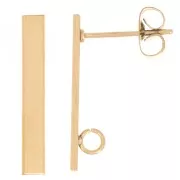 Clous d'oreilles barre 20x3 mm avec anneau ouvert - Acier inoxydable 316L Doré x2