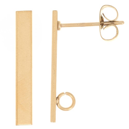 Clous d'oreilles barre 20x3 mm avec anneau ouvert - Acier inoxydable 316L Doré x2