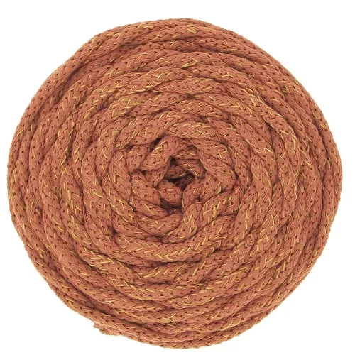 Bobine de cordon en coton pour macramé Cotton Air Mix 5 mm - Cannelle - Doré x50m