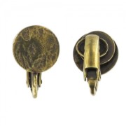 Clips d'oreilles disque froissé 10 mm - Bronze x2