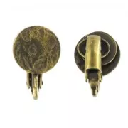 Clips d'oreilles disque froissé 10 mm - Bronze x2