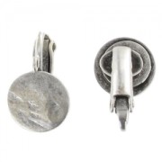 Clips d'oreilles disque froissé 10 mm - Argenté vieilli x2