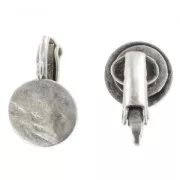 Clips d'oreilles disque froissé 10 mm - Argenté vieilli x2