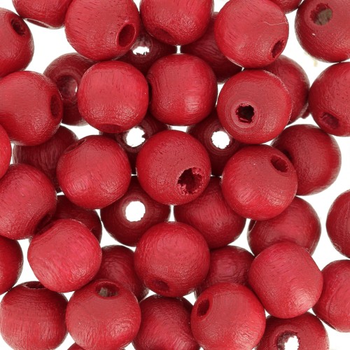 Perles rondes en bois 6 mm Rouge x25