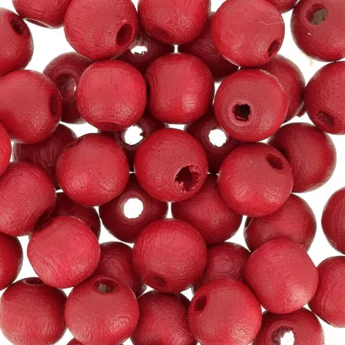 Perles rondes en bois 6 mm Rouge x25