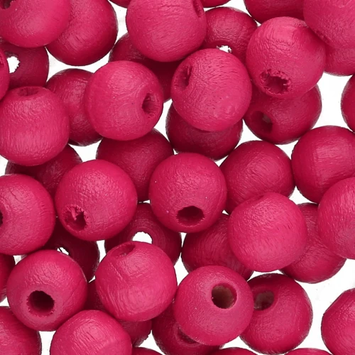 Perles rondes en bois 6 mm Fuchsia x25