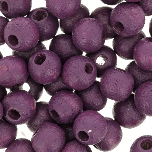 Perles rondes en bois 6 mm Prune x25
