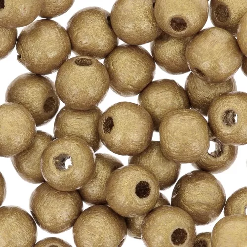 Perles rondes en bois 6 mm Doré x25