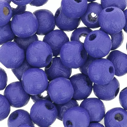Perles rondes en bois 6 mm Bleu Nuit x25
