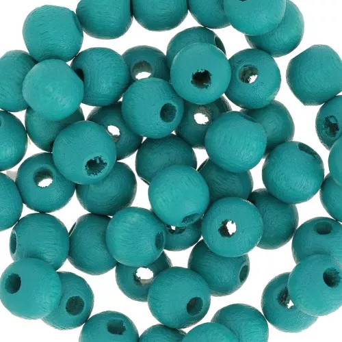 Perles rondes en bois 6 mm Bleu canard x25