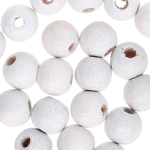Perles rondes en bois 6 mm Blanc x25