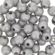 Perles rondes en bois 6 mm Argenté x25