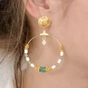 Perles rondelles facettées - Heishi en pierre gemme 6x2 mm - Aventurine x20