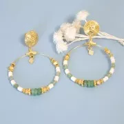 Perles Heishi rondelles facettées - en pierre gemme 6x2 mm - Aventurine x20