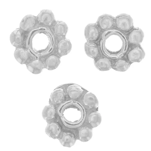 Perles rondelles fleur 4 mm - Argent 925 x4