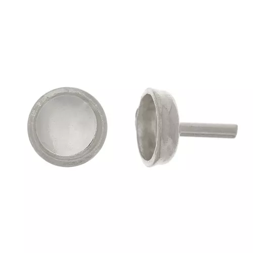Tige support - porte cabochon 4 mm - Argenté x1
