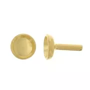 Tige support - porte cabochon 3 mm - Doré à l'or fin x1