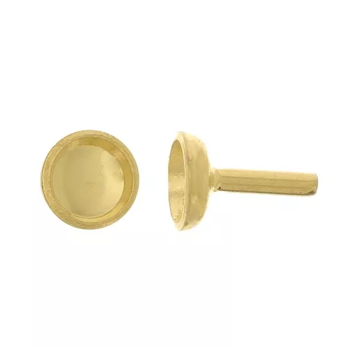 Tige support - porte cabochon 3 mm - Doré à l'or fin x1
