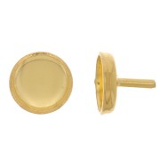 Tige support - porte cabochon 6 mm - Doré à l'or fin x1|raw }}