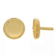 Tige support - porte cabochon 6 mm - Doré à l'or fin x1