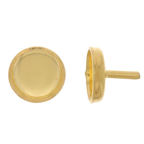 Tige support - porte cabochon 6 mm - Doré à l'or fin x1