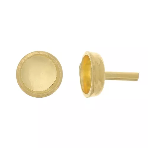 Tige support - porte cabochon 4 mm - Doré à l'or fin x1