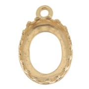 Serti pendentif ovale décor couronne - pour cabochon 10x8 mm - Plaqué Or 3 microns