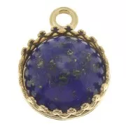 Serti pendentif rond - décor couronne - pour cabochon 10 mm - Plaqué Or 3 microns