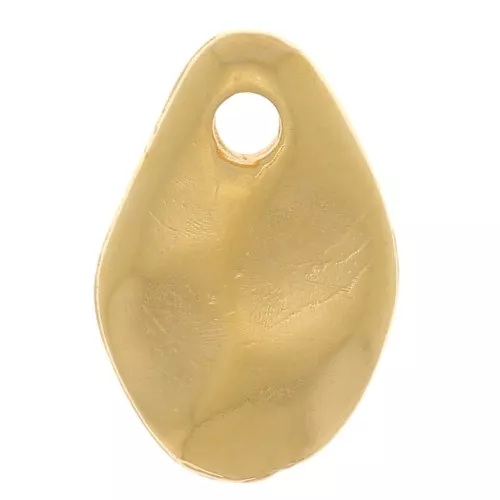 Breloque goutte irrégulière ondulé 10x6 mm - Plaqué Or 3 microns x1