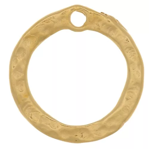 Breloque cercle évidé martelé 13 mm - Plaqué Or 3 microns x1