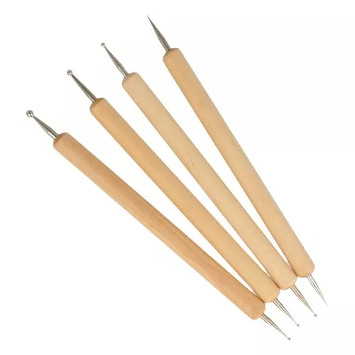 Set de 4 outils à embosser - doubles pointes - Naturel