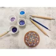 Set de 4 outils à embosser - doubles pointes - Naturel