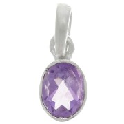 Pendentif ovale facetté 12x7 mm - Argent 925 - Amethyste x1|raw }}