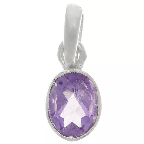 Pendentif ovale facetté 12x7 mm - Argent 925 - Amethyste x1