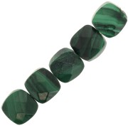 Perle carrée 6 mm facettée en pierre gemme - Malachite x1