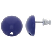 Clous d'oreilles ronds 14 mm en résine - Bleu marine x2