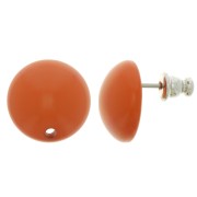 Clous d'oreilles ronds 14 mm en résine - Terracotta x2|raw }}