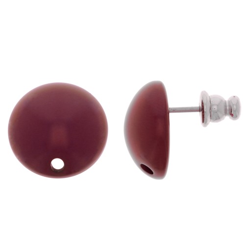 Clous d'oreilles ronds 14 mm en résine - Grenat x2