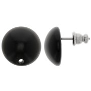Clous d'oreilles ronds 14 mm en résine - Noir x2